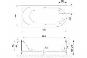 Ванна акриловая Royal Bath Azur Standart 140x80 L с гидромассажем белый - 2