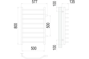 Водяной полотенцесушитель Terminus Виктория П8 500x800 Хром боковое подключение - 3