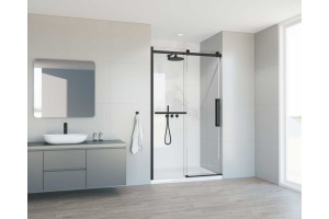 Душевая дверь в нишу Vincea Como Soft 110х195 профиль черный стекло прозрачное  - 2