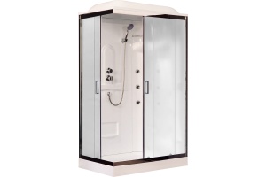 Душевая кабина Royal Bath 120х80 R профиль белый стекло матовое с гидромассажем