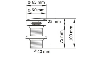 Донный клапан для раковины Ceramalux хром (RD004) - 2