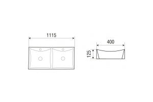 Раковина накладная Weltwasser WW ELBACH 2216 111.5 двойная белый (10000004587) - 2
