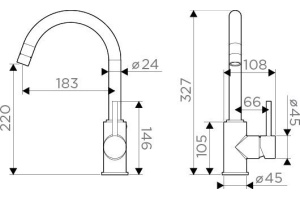 Смеситель Omoikiri Shinagawa PA для кухонной мойки - 2