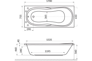 Ванна EXCELLENT Sekwana 170x75 - 2