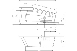 Акриловая ванна Riho Rething Space 160x75 L - 3
