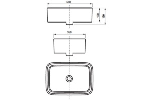 MILA раковина накладная прямоугольная, 350х500 мм - 2
