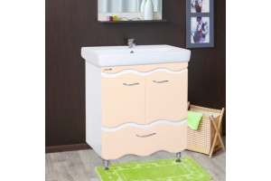 Тумба с раковиной Bellezza Мари Волна 80 белая/бежевая