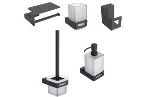 Набор Boheme Q Ершик Q 10954-B + Держатель туалетной бумаги Q 10941-B + Стакан Q 10944-B + Дозатор Q 10957-B + Крючок Q 10946-B Black