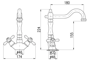 Смеситель для раковины Rav Slezak Morava retro черный матовый - бронза - 2