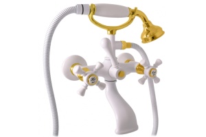 Смеситель для ванны с душем Rav Slezak Morava retro белый - золото