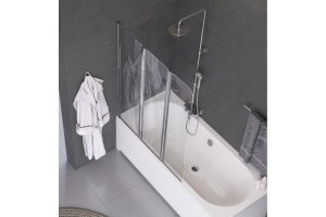 Шторка на ванну Excellent Fliper 120х140 профиль хром стекло прозрачное - 2