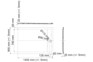 Поддон для душа Wasserkraft Abens 20T36 140x90 - 2