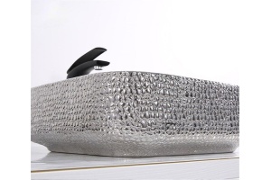 Раковина накладная CeramaLux NC 39 см черный/серебро (D1303H020) - 2