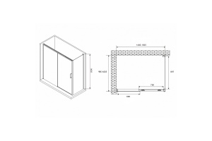 Душевой уголок Abber Komfort 150х100 черный стекло прозрачное - 2