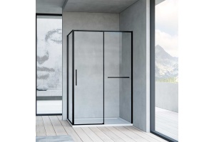 Душевой уголок Vincea Slim Soft 150х80 профиль черный стекло прозрачное 