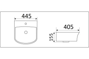 Раковина подвесной Ceramalux N 45 белый (78369А) - 3