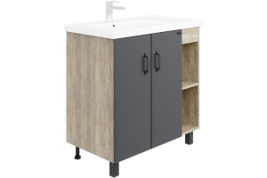 Тумба под раковину Onika Тимбер 80 серый матовый - светлое дерево