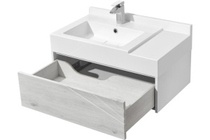 Тумба с раковиной AQUATON Сакура 80 L, ольха наварра, белая - 3
