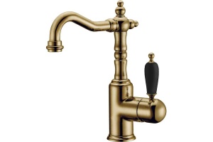 Смеситель для раковины высокий Boheme Medici бронза с черной керамикой