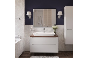 Тумба с раковиной STWORKI Берген 100 белая с темной столешницей, DIWO Углич 0117 - 2