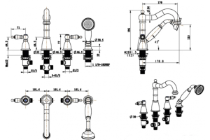 Смеситель на борт ванны Boheme Tradizionale золото с прозрачным кристаллом Swarovski - 3