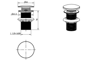 Донный клапан для раковины Ceramalux черный (BB006B) - 2