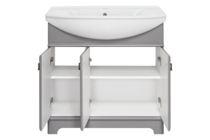 Тумба с раковиной Misty Лувр 85 серая глянцевая - 2