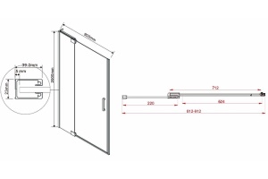 Душевая дверь Vincea Extra 80х90 черная стекло прозрачное - 3