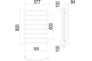 Водяной полотенцесушитель Terminus Классик П8 500x800 Хром боковое подключение - 3