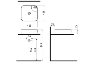 Раковина накладная Bien Flame 42 золото - белый - 2