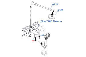 A16160 Thermo Встраиваемый комплект для ванны с верхней насадкой, лейкой - 3