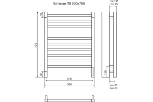Электрический полотенцесушитель Terminus Ватикан П9 500x700 Хром - 3