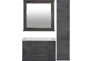 Тумба с раковиной Misty Марта 80 подвесная, темный бетон - 3