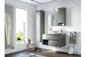 Мебель для ванной STWORKI Карлстад 90 дуб рошелье, монте тиберио, с отверстием для смесителя в столешнице - 3