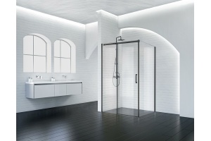 Душевой уголок BelBagno Acqua 130х90 профиль черный стекло прозрачное - 2