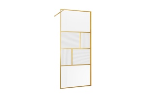 Душевая перегородка Vincea Walk-In 80х200 профиль брашированное золото стекло рифленое  - 3