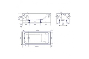 Ванна чугунная Delice Parallel 150x70 с ручками и антискользящим покрытием - 2