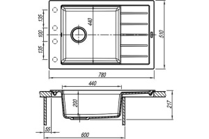 Мойка кухонная Florentina Липси 780Р шампань - 2