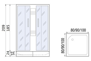 Душевое ограждение с поддооном River Morava XL 80/24 MT (10000008323) - 2