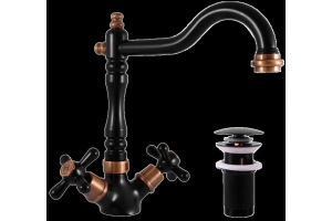 Смеситель для раковины Rav Slezak Morava retro черный матовый - бронза