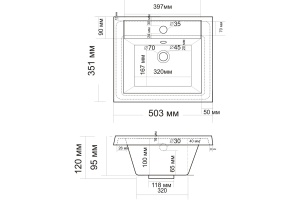 Мебельная раковина Misty Алиса 50 - 3