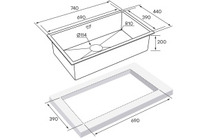 Мойка кухонная Paulmark Valde 74 брашированная сталь - 3