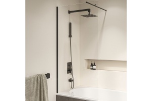 Шторка на ванну RGW Screens SC-050B 70x150 профиль черный стекло прозрачное