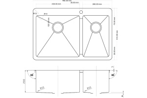 Мойка кухонная Zorg Inox PVD 78-2-51 L grafit - 2