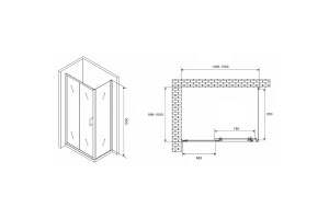 Душевой уголок Abber Schwarzer Diamant 150х100 хром стекло прозрачное - 2
