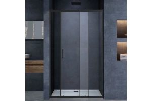 Душевая дверь в нишу Vincea Alpha 120х190 профиль черный стекло прозрачное