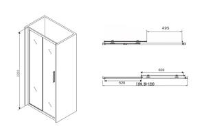 Душевая дверь Abber Schwarzer Diamant (AG30120BH) - 2