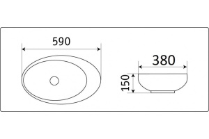 Раковина накладная Ceramalux N 59 белый (78255) - 2