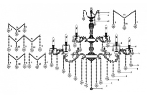 Подвесная люстра Lucia Tucci Barletta BARLETTA 122.16.8.6 coffe gold - 2