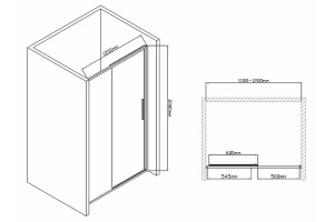 Душевая дверь Vincea Slim-U 120 черная стекло прозрачное - 2